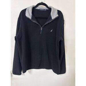 Nautica M Black & Gray Fleece 1/4 Zip Pullover Sweater For Men